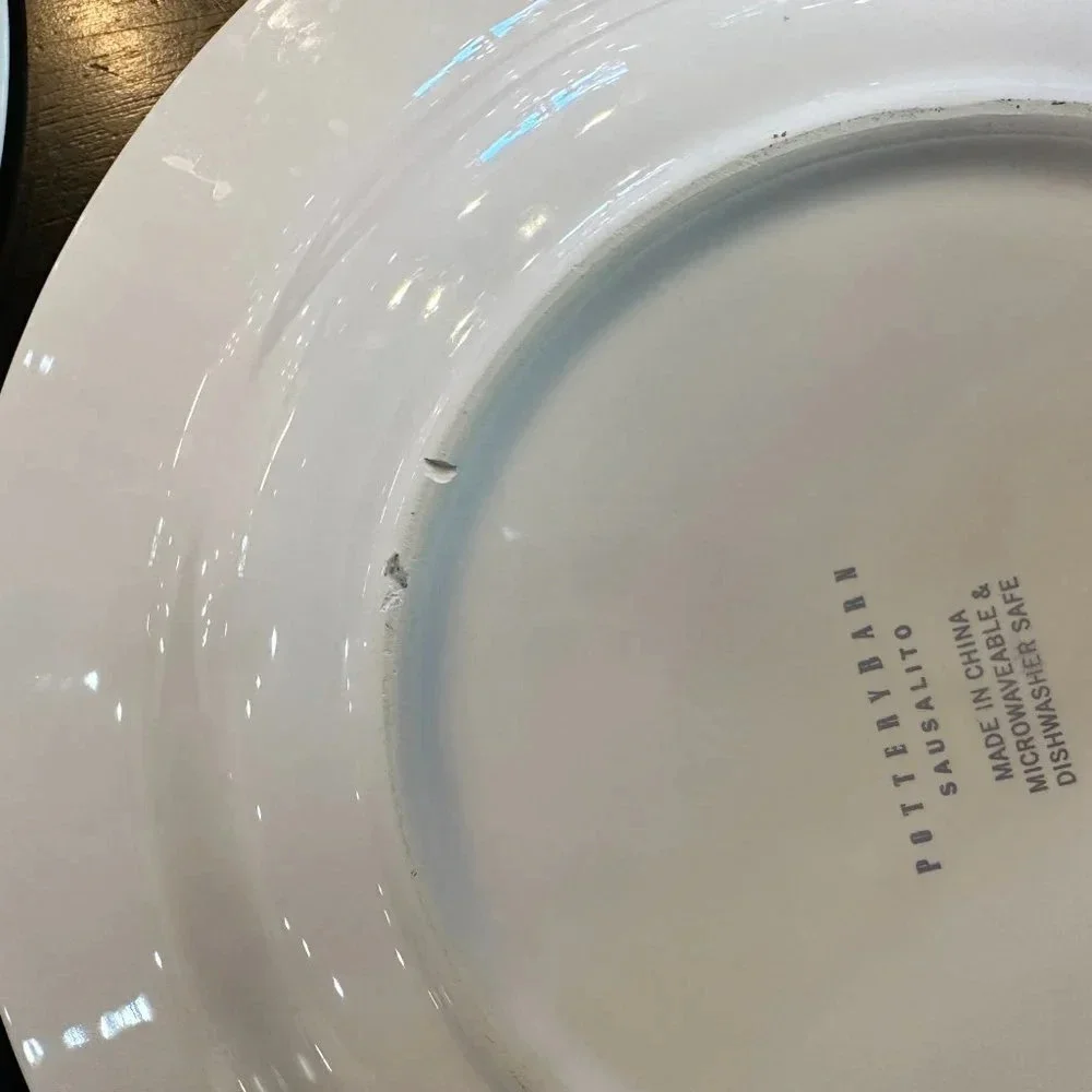 3 Pottery Barn Sausalito Plates - Dinner & Side/Soup/Rimmed Bowl White